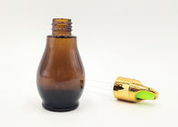 garrafas cosméticas de vidro da cor 30ml ambarina com o tampão dourado para o óleo essencial
