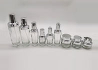 garrafa de vidro do pulverizador da emulsão de 20g 50g com a bomba de pressão de prata
