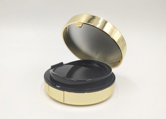 Recipiente preto do creme do BB do ouro, Portable redondo da caixa da beleza do coxim de ar